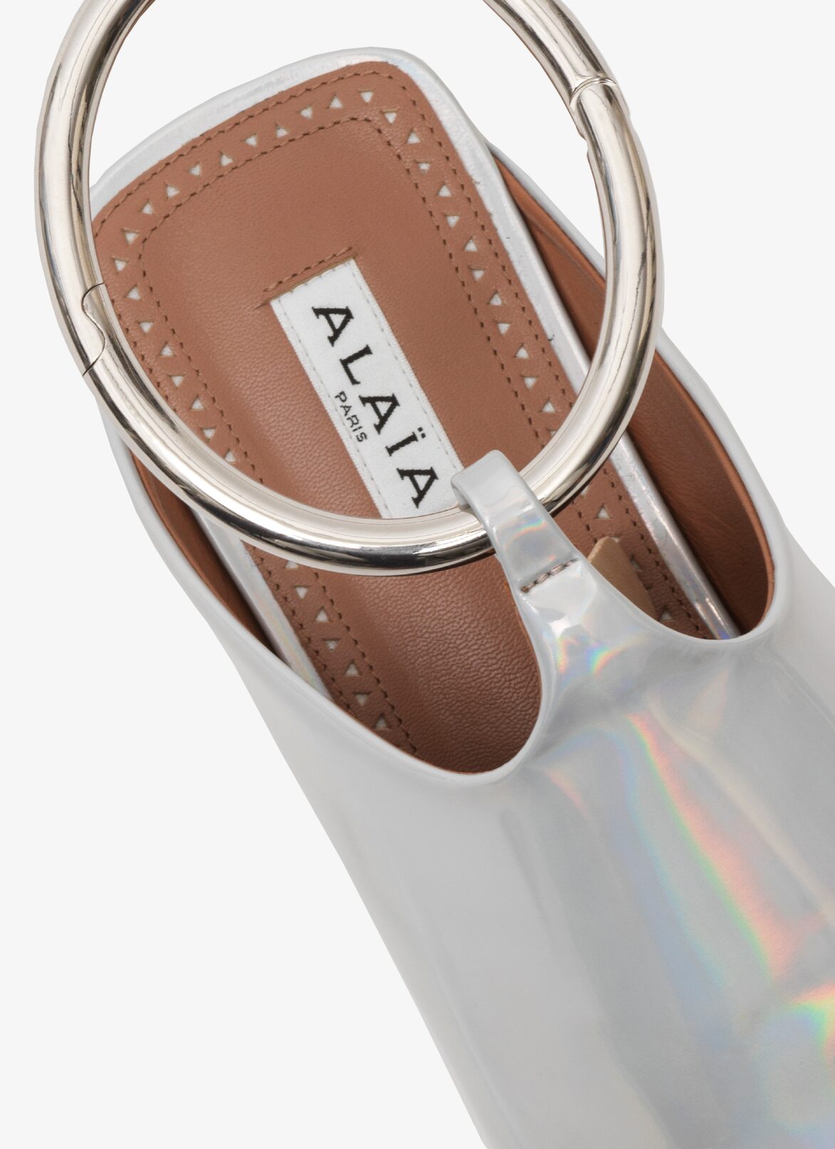 LEATHER FLAT BABOUCHES  ALAÏA REFLEX WHITE LEATHER FLAT BABOUCHES